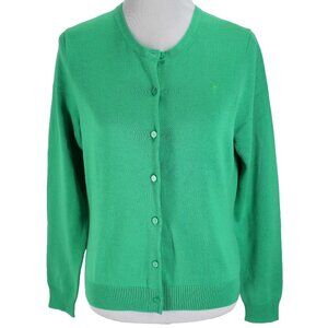 Lilly Pulitzer Cardigan Sweater Womens Size L Green Long Sleeve Button Front
